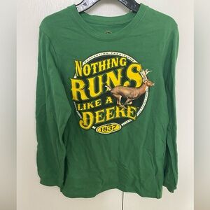 NWOT Boys Green Long Sleeve John Deere Shirt Size 10 Medium, Nothing Runs Deere